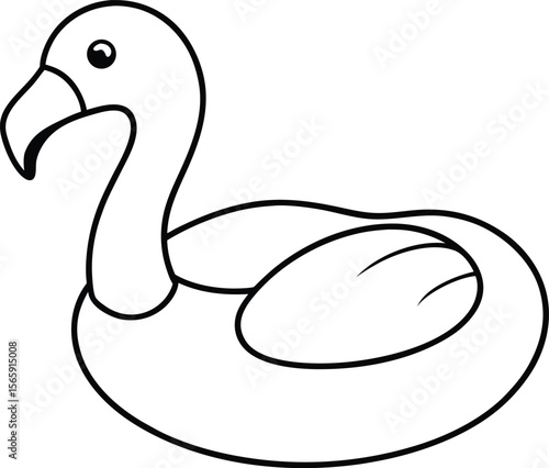 Flamingo Floatie Pool Toy Line Art on White Background