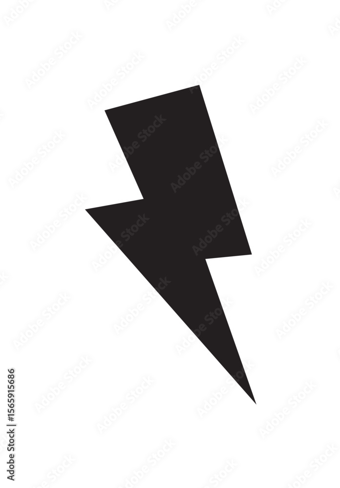 A black silhouette of a lightning bolt against a white background. A black silhouette of a lightning bolt against a white background.
