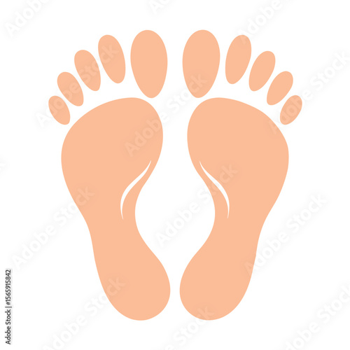 Barefoot human foot footprints, a vector illustration of pink baby steps on a white background