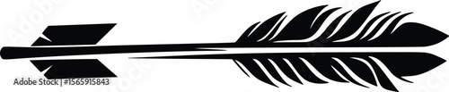 Stylish black vector arrow design; feathered, tribal, bold graphic