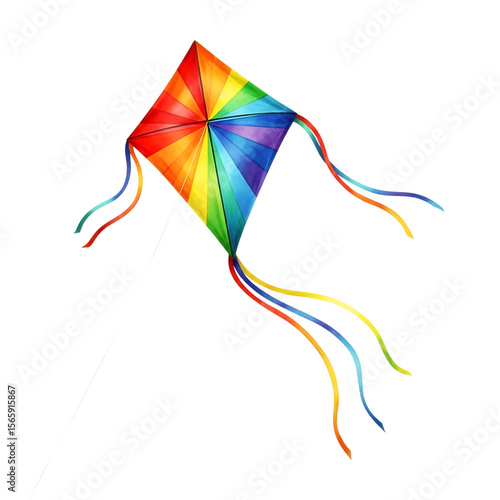 Colorful Rainbow Kite Flying High