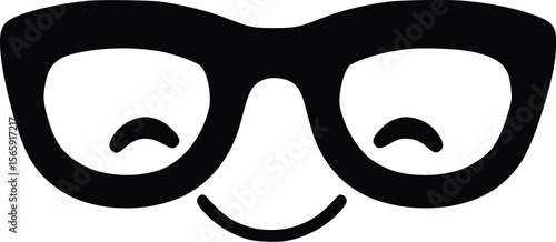Happy nerdy face vector illustration: simple, bold, playful design