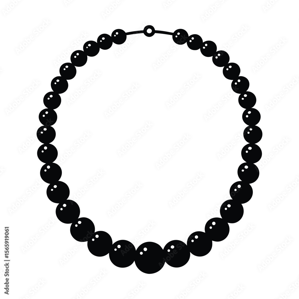 Fototapeta premium Elegant Black Pearl Necklace Jewelry Design Illustration