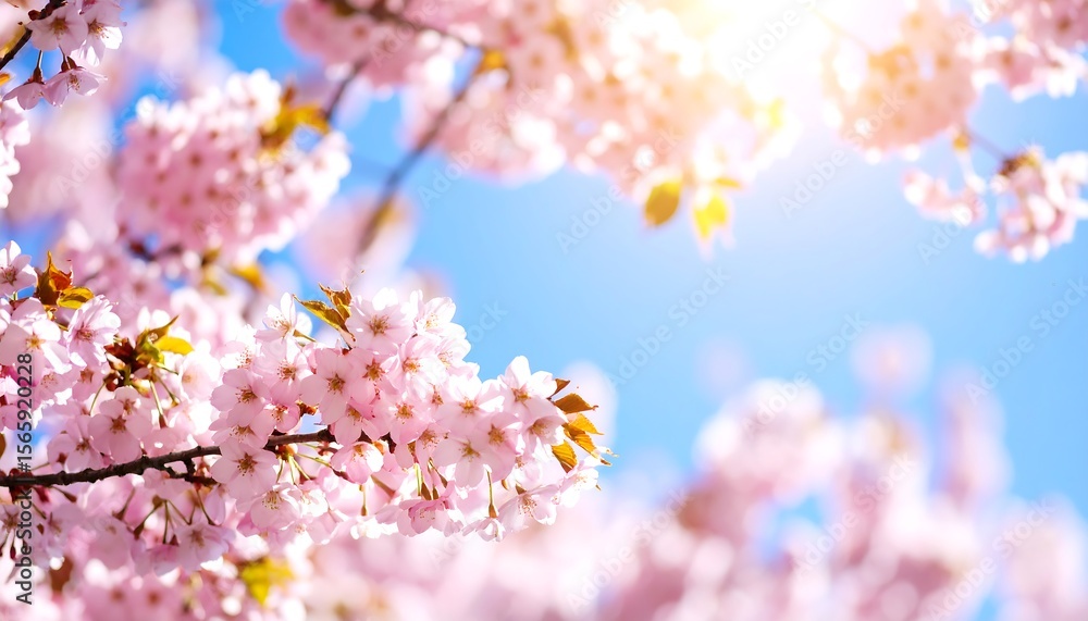 Fototapeta premium Vibrant Pink Cherry Blossoms in Spring Sunlight