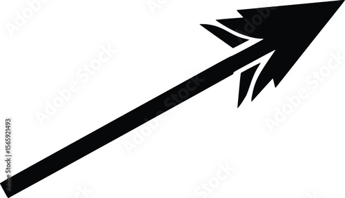 Bold Black Vector Arrowhead:  Tribal Style Graphic Design Element