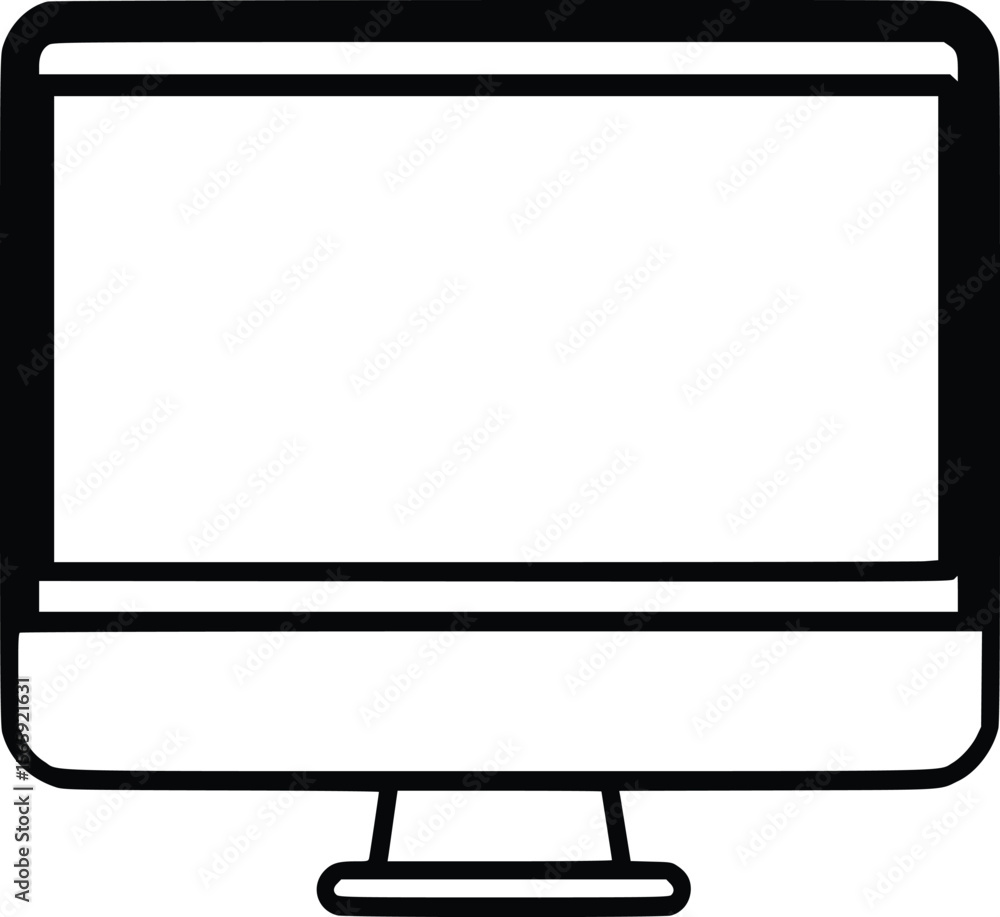 Simple Vector iMac Icon: Minimalist, Modern Desktop Design