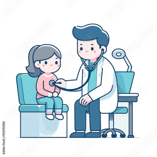 Doctor Examining Patient - Medical Checkup Vector Illustration