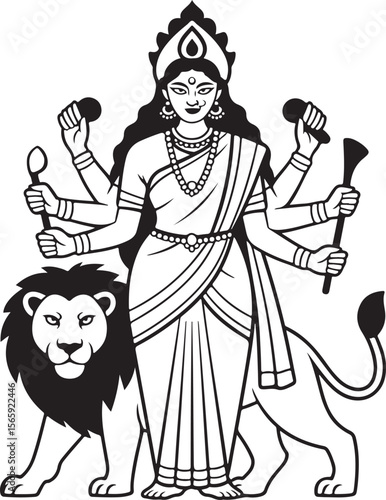 Goddess Durga with Trishul Silhouette Design

Durga Face with Third Eye Vector Art

Traditional Durga Puja Celebration Silhouette

Durga Idol with Lion and Mahishasura Vector

Devotional Durga Puja Sc