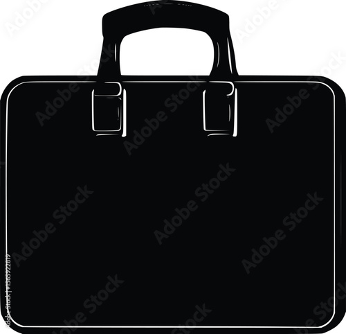 Elegant Black Vector Briefcase: Professional, Simple, Minimalist Design