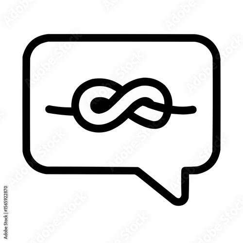 Tongue-tied knot in a speech bubble. Verbal stumble.