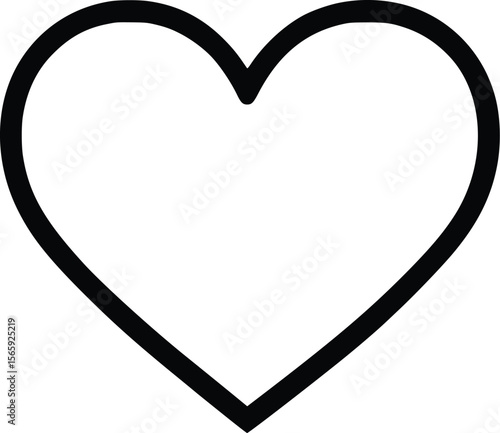 Bold Black Outline Heart Vector Icon Illustration Graphic