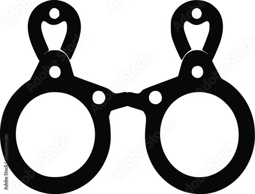Vector illustration: Simple black handcuffs, security concept, dark mood.