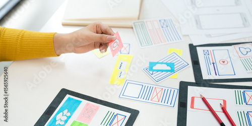 Obraz na plátně UX UI design process for modish mobile application and website