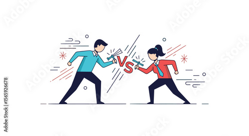 Illustrating a Competitive Showdown Between Two Opponents Engaged in a Fierce Versus Battle