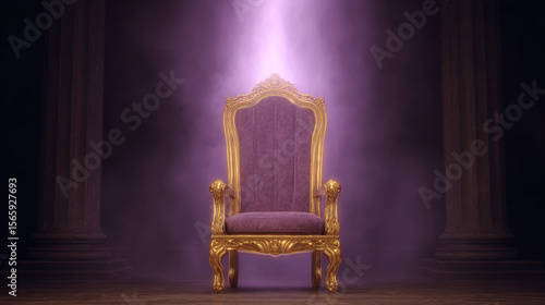 A Majestic Golden Throne Surrounded by Ethereal Smoke, Capturing Pure Luxury and Elegance in Interior Design - Perfect for Adding a Regal Touch to Any Space