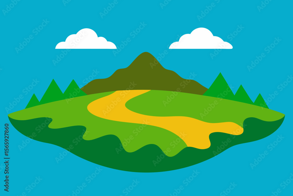 Fototapeta premium A Simple Graphic Depiction Of Basic Lowlands For A Minimalist And Clean Land Icon