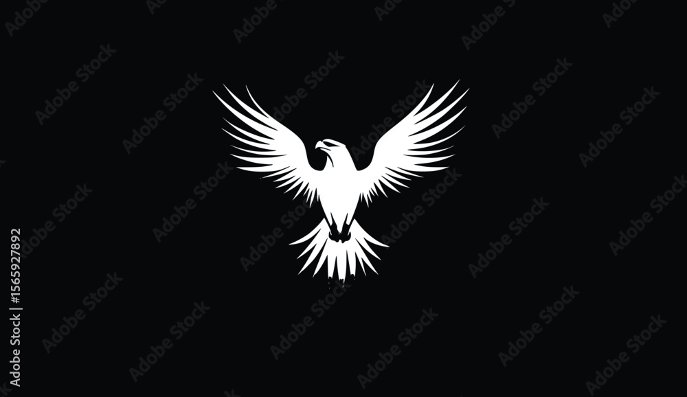 Obraz premium Majestic eagle vector illustration: powerful, dark, stylized design.