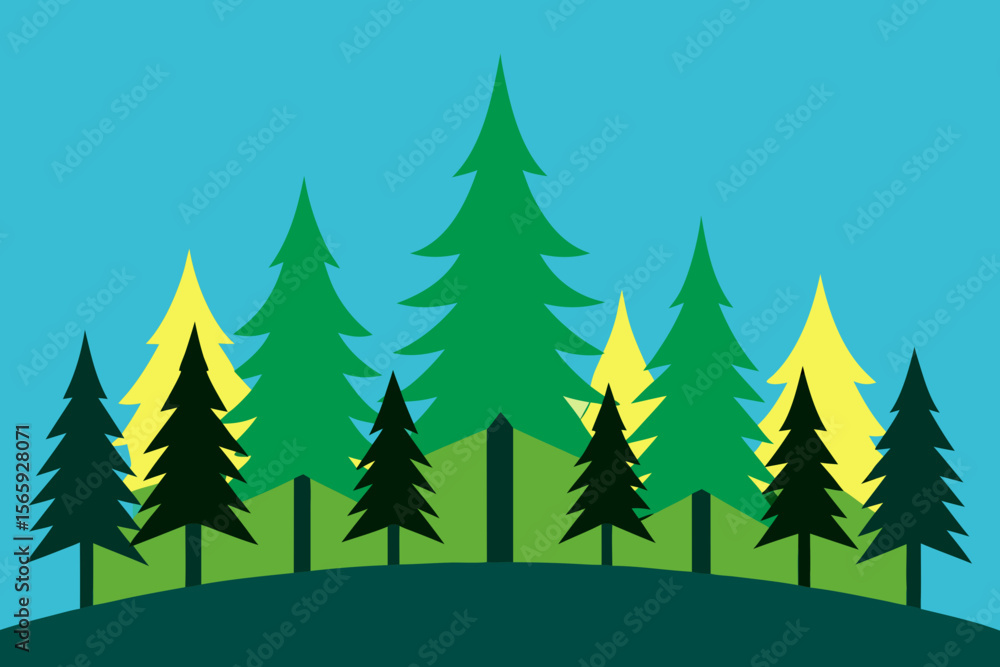 Fototapeta premium A Simple Graphic Depiction Of Basic Boreal Forests For A Clean And Minimalist Icon