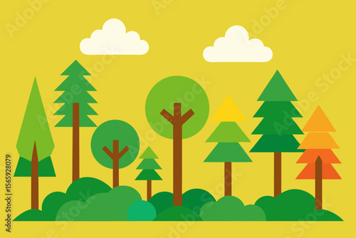 A Simple Graphic Depiction Of Basic Temperate Forests For A Clean Minimalist Icon
