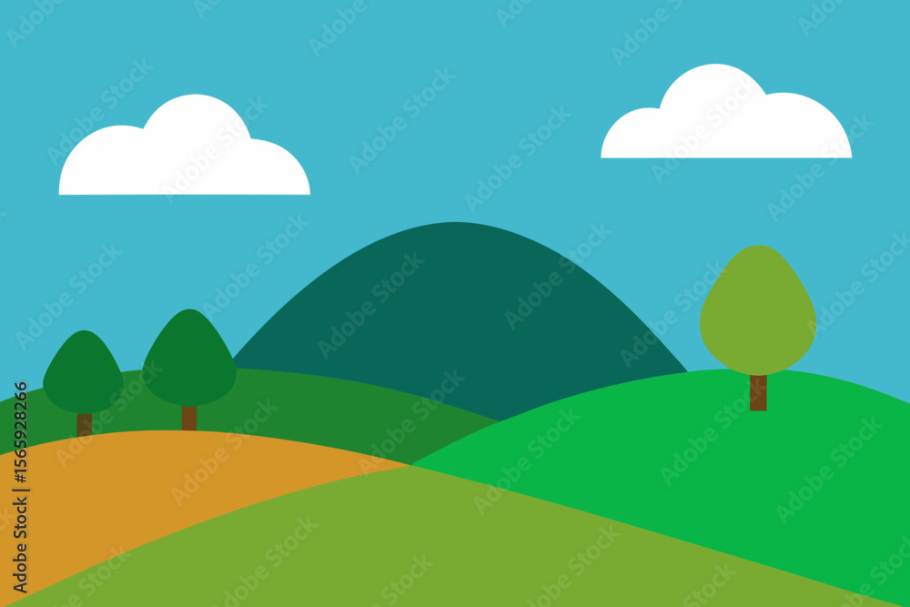 Fototapeta premium A Basic Landscape With Basic Hill Outlines For A Very Simple And Clean Design