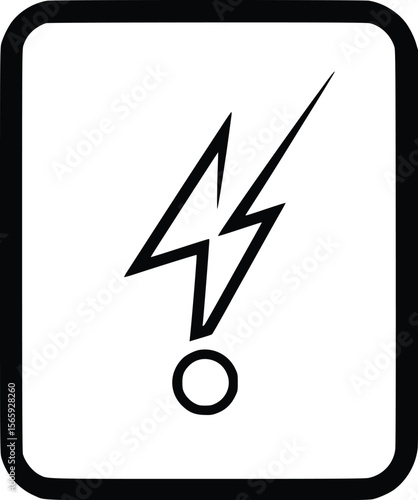 Bold Black Vector Electrical Hazard Symbol Icon Illustration