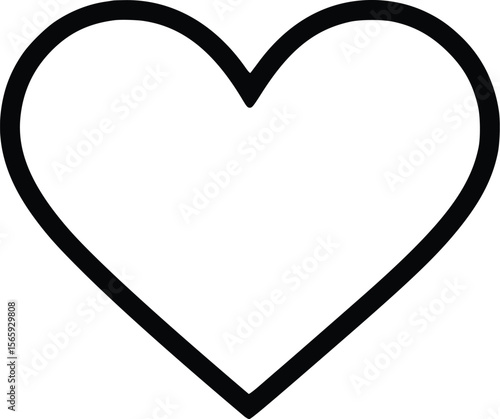 Bold Black Vector Heart Outline: Simple Love Icon Illustration