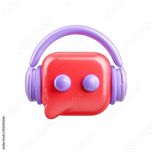 3D stylized speech bubble with headphones