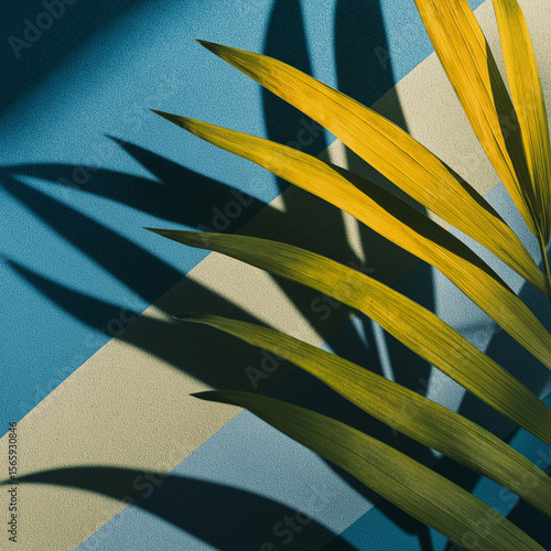 Wallpaper Mural Close-up of bright tropical leaves in overlapping geometric shadows Torontodigital.ca