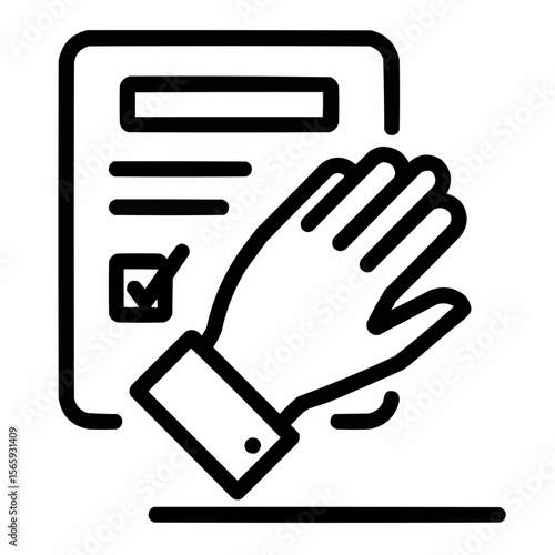 Hand over heart with document. Sworn accountability