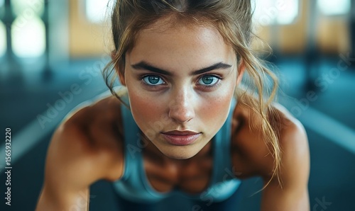 Free Download Young woman training in the gymnasium, working on her fitness goals and pushing herself to new limits during an intense workout session, Generative AI - GFXLoad