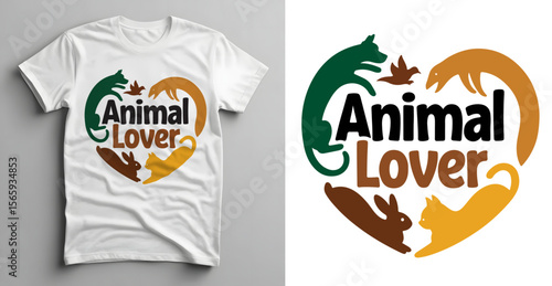 Animal Lover T-Shirt Design – Cute Pet Heart Graphic Tee with Playful Typography, mockup
