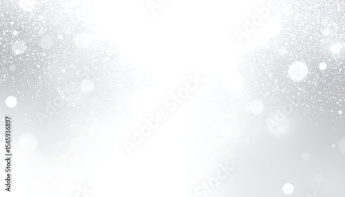 Elegant Silver White Bokeh Background with Sparkle Dust and Light Gradient Abstract