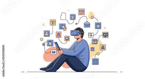 Immersive Virtual Reality Experience Connecting People Through Digital Technologies and Futuristic Networks