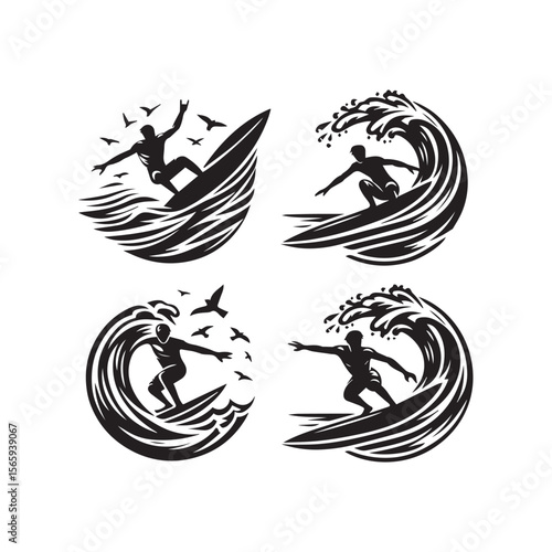 Photography silhouette of a person surfing