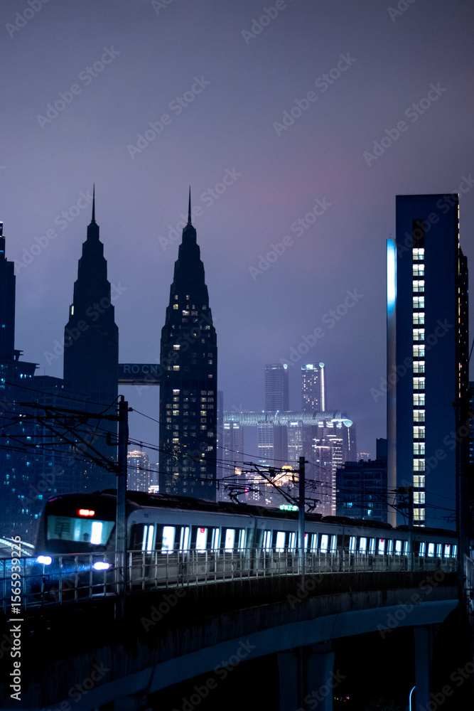 Fototapeta premium Subway passing through at Chongqing China