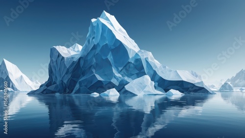 Wallpaper Mural Majestic blue iceberg with sharp geometric facets reflecting in calm ocean water Torontodigital.ca