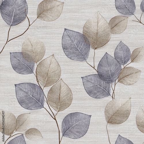 Botanical Line Art Seamless Pattern