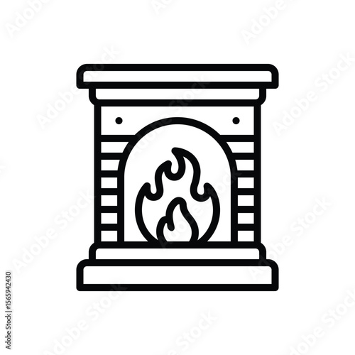 Black line icon for fireplace