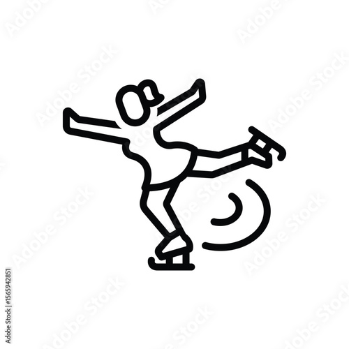 Black line icon for figure skating