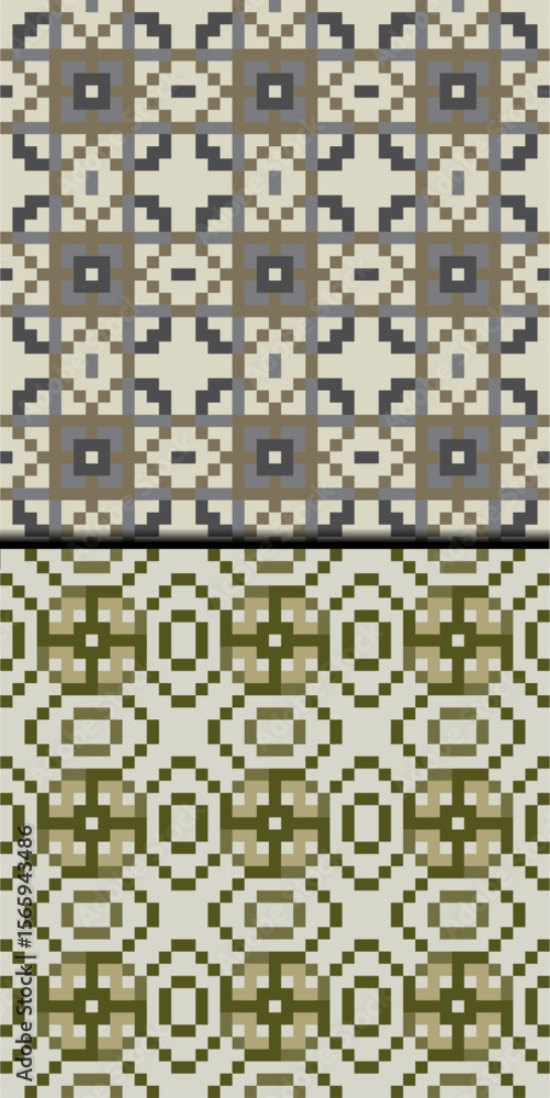 Fototapeta premium 2 Geometric Seamless Pattern Design. A Pattern Created Using a Method of Combining square shapes.