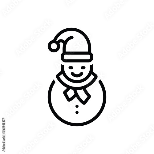 Black line icon for snowman