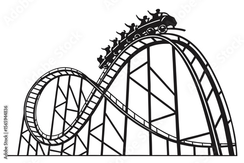 Rollercoaster Ride Black and White Illustration roller coaster