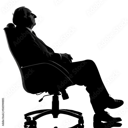Senior Businessman Silhouette Sitting Office Chair