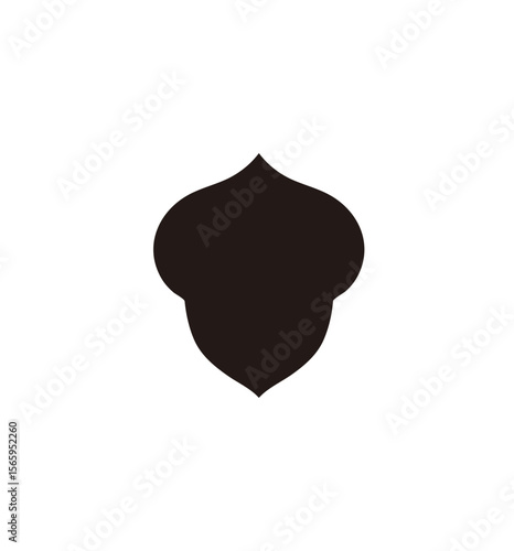 A simple, minimalist silhouette of a dark-colored acorn shape on a white background.