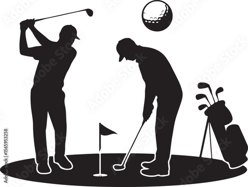 Golfer Swing Silhouette Design

Professional Golfer Vector Art

Golf Club Swing Illustration

Dynamic Golf Pose Silhouette

Tee Off Golfer Clipart Graphic