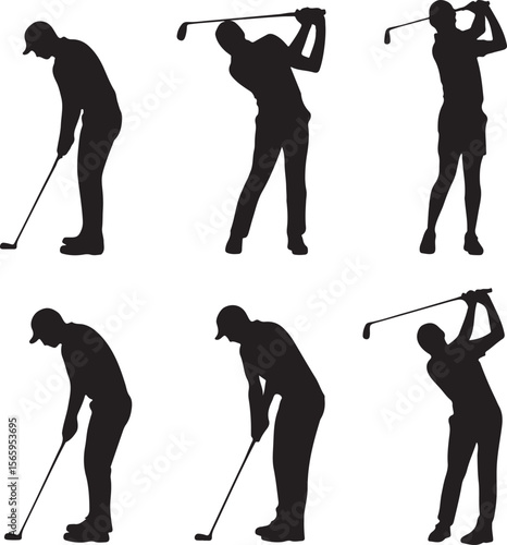 Golfer Swing Silhouette Design

Professional Golfer Vector Art

Golf Club Swing Illustration

Dynamic Golf Pose Silhouette

Tee Off Golfer Clipart Graphic