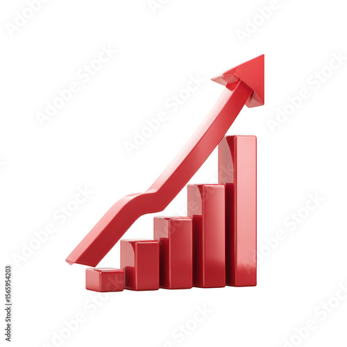 Free Download Red 3D bar graph with upward trend (2) - GFXLoad