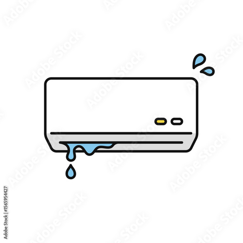 水漏れするエアコンのシンプルなベクターアイコンイラスト