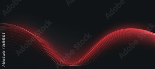 Modern abstract red wave on dark background,tech banner, corporate business concept, hi-tech abstract background, vector illustration for business or presentation