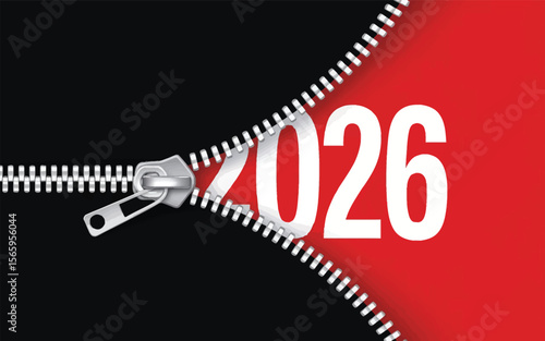 Zipper revealing year twenty six pull metal